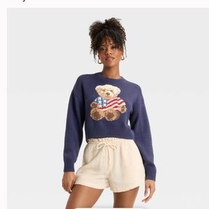 Target Grayson threads women’s teddy bear flag sweater